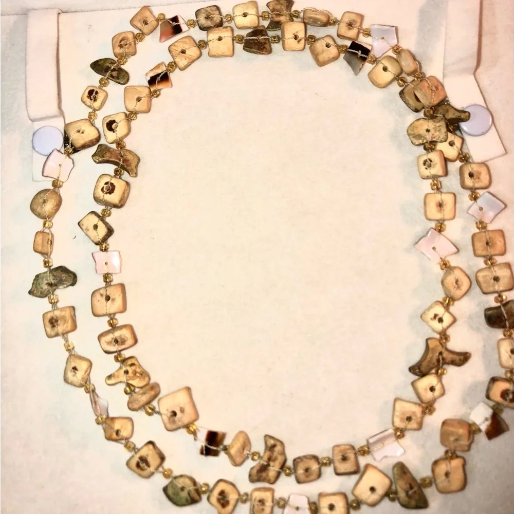 Vintage Driftwood Distressed Wood Beaded Long Strand Necklace MOD Brutalist Edgy - Picture 11 of 11
